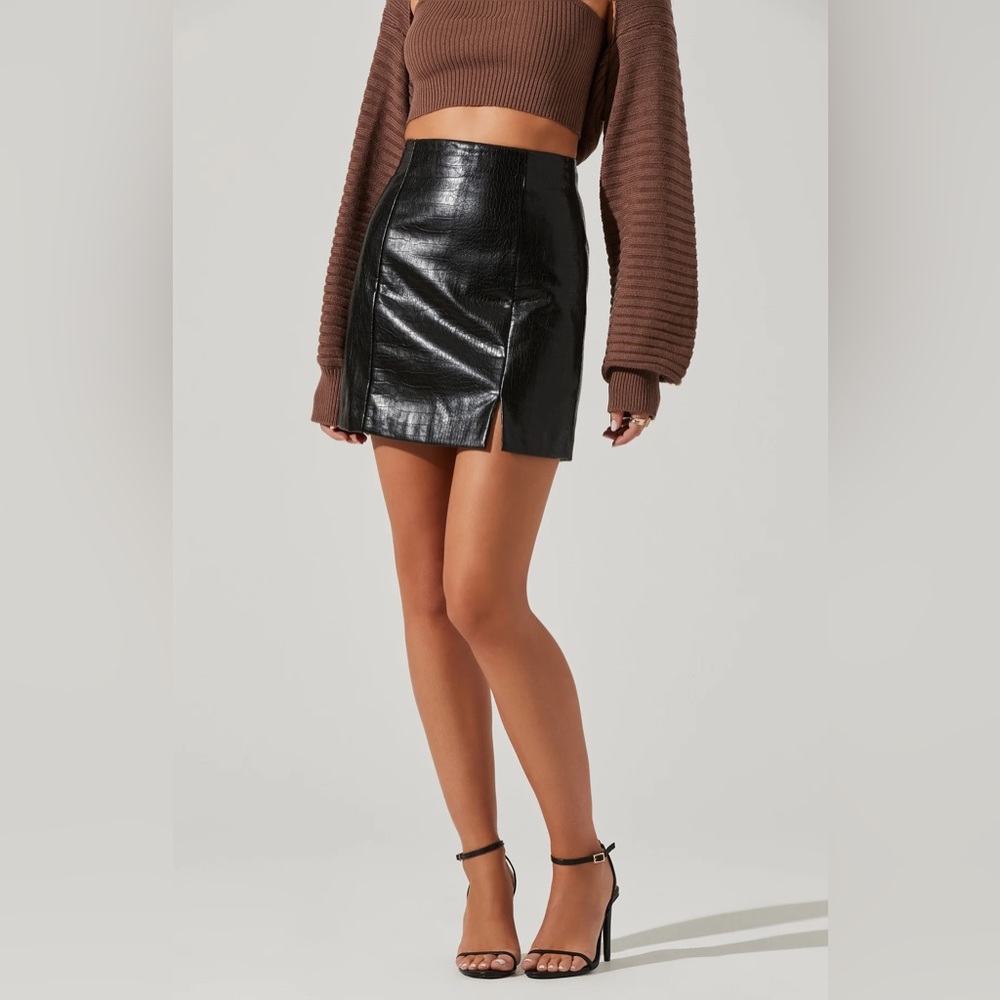 ASTR Faux Leather Mini Shirt - new